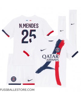 Günstige Paris Saint-Germain Nuno Mendes #25 Auswärts Trikotsatzt Kinder 2025-26 Kurzarm (+ Kurze Hosen)